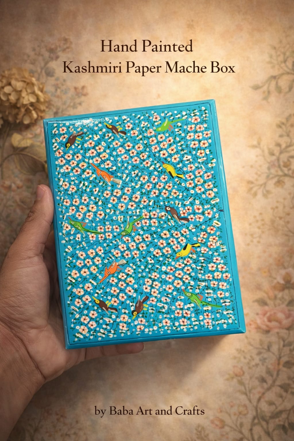 Vinatge Jewellery Box , Papier Mache Box from Kashmir, Hand Painted Mughal Jewellery box